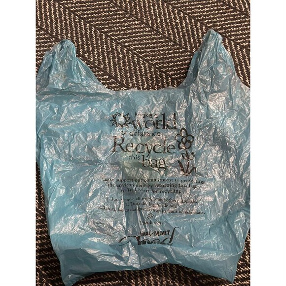 VTG 2000 Roll Back Wal-Mart Smiley Face Blue Plastic Shopping Bag Walmart READ - Picture 2 of 7